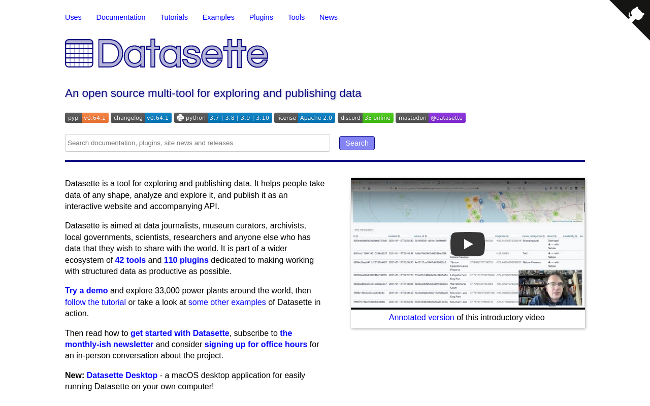 A screenshot of the datasette.io homepage